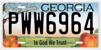 GA license plate PWW6964