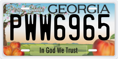 GA license plate PWW6965
