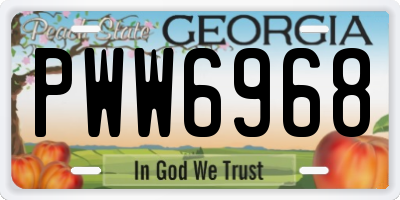 GA license plate PWW6968