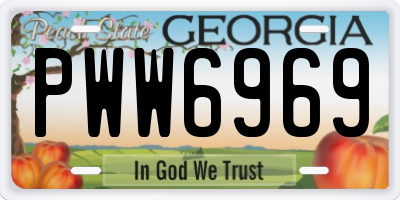 GA license plate PWW6969