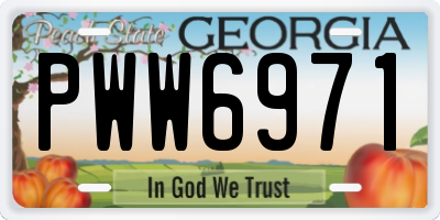 GA license plate PWW6971