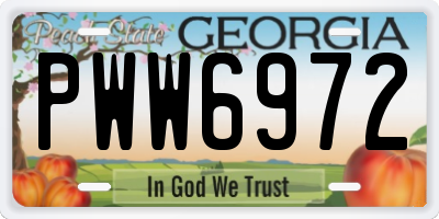 GA license plate PWW6972