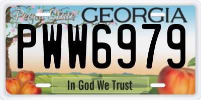 GA license plate PWW6979