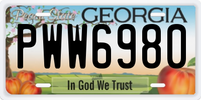 GA license plate PWW6980