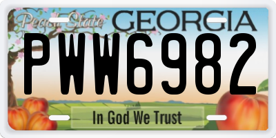 GA license plate PWW6982
