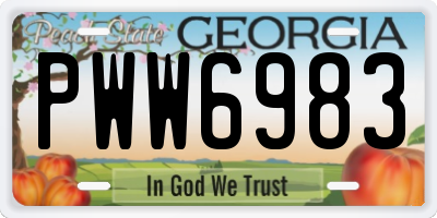 GA license plate PWW6983