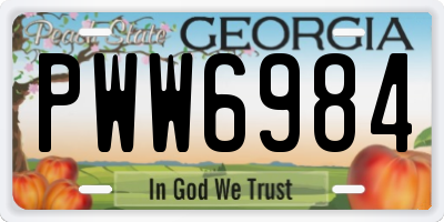 GA license plate PWW6984