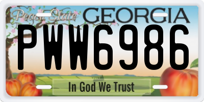 GA license plate PWW6986