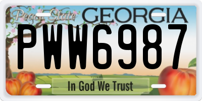 GA license plate PWW6987