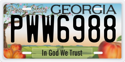 GA license plate PWW6988