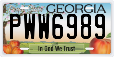 GA license plate PWW6989
