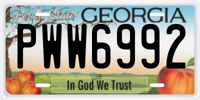 GA license plate PWW6992