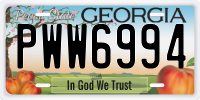GA license plate PWW6994