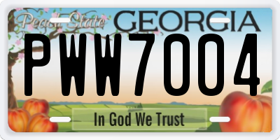 GA license plate PWW7004