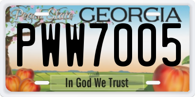 GA license plate PWW7005