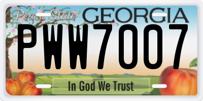 GA license plate PWW7007