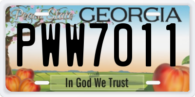 GA license plate PWW7011