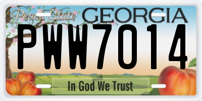 GA license plate PWW7014