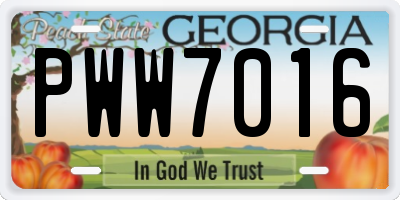 GA license plate PWW7016