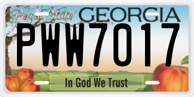 GA license plate PWW7017
