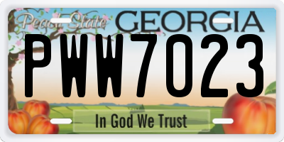 GA license plate PWW7023
