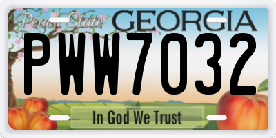GA license plate PWW7032
