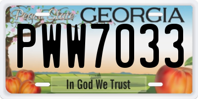 GA license plate PWW7033