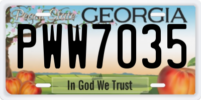 GA license plate PWW7035