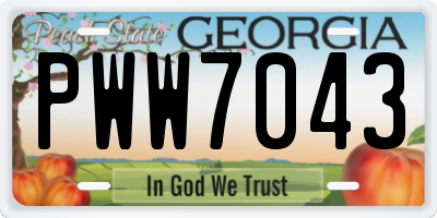 GA license plate PWW7043