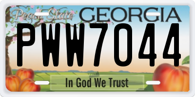 GA license plate PWW7044