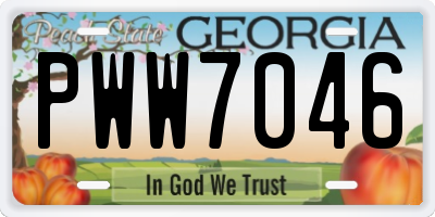 GA license plate PWW7046