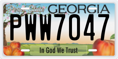 GA license plate PWW7047