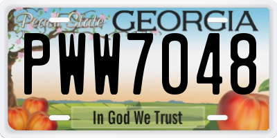 GA license plate PWW7048