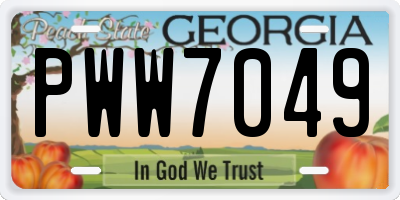 GA license plate PWW7049