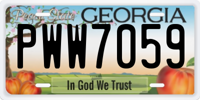 GA license plate PWW7059