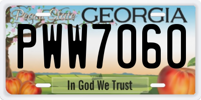 GA license plate PWW7060
