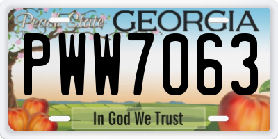 GA license plate PWW7063