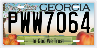 GA license plate PWW7064