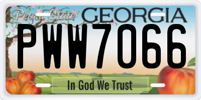 GA license plate PWW7066