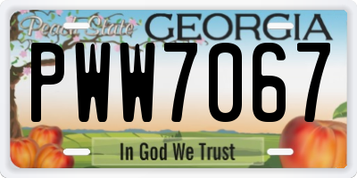 GA license plate PWW7067