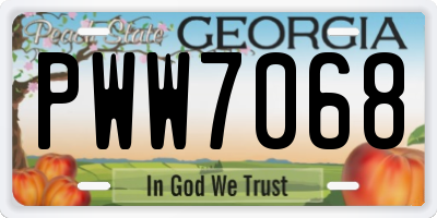 GA license plate PWW7068