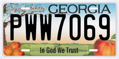 GA license plate PWW7069