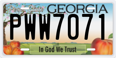 GA license plate PWW7071