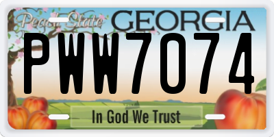 GA license plate PWW7074