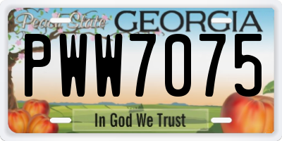 GA license plate PWW7075