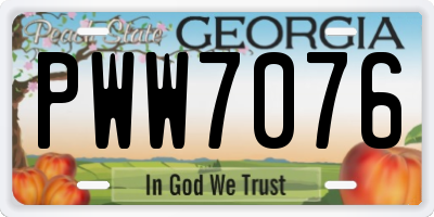 GA license plate PWW7076