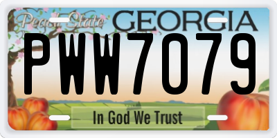 GA license plate PWW7079