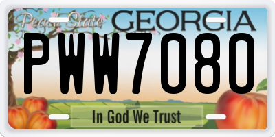 GA license plate PWW7080