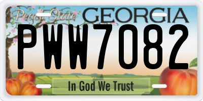 GA license plate PWW7082