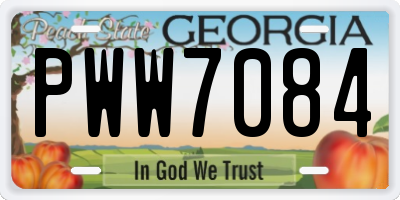 GA license plate PWW7084